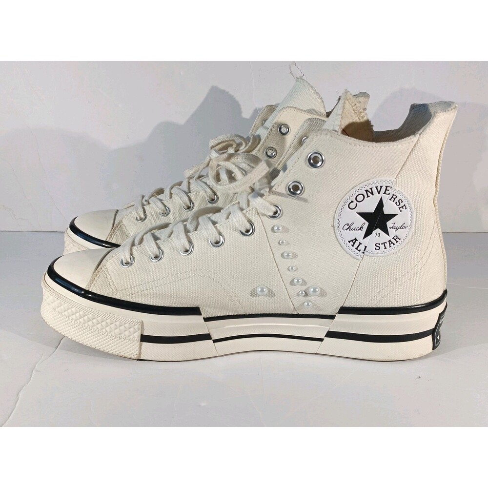 Converse Chuck 70 Plus High Gems Pearl Platform Sneakers White Women's 13.5